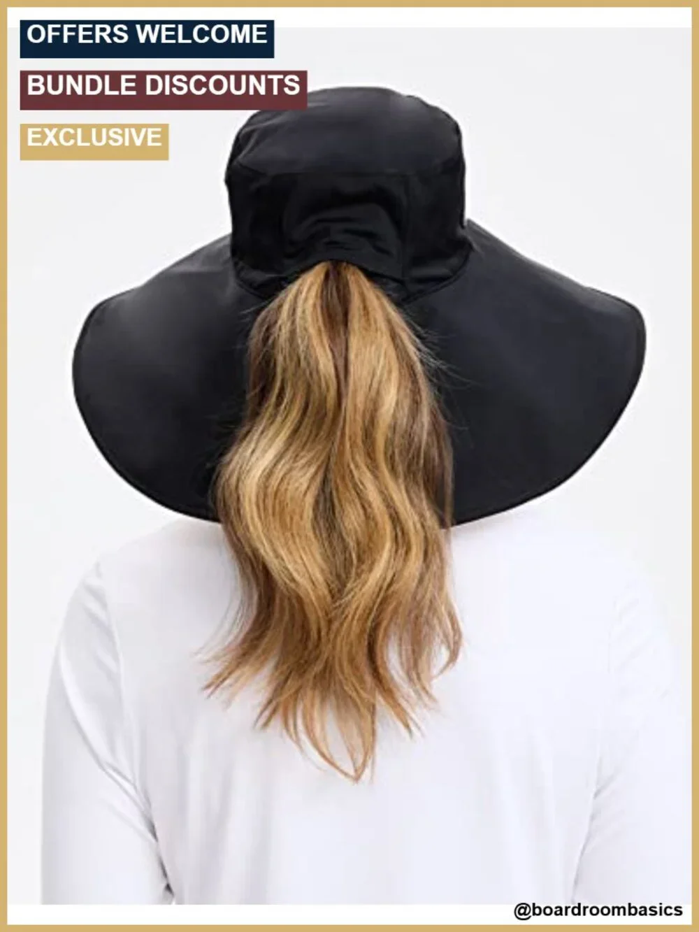 UPF 50+ Ultra Wide Brim Sun Hat with Ponytail Opening, Lightweight, Packable